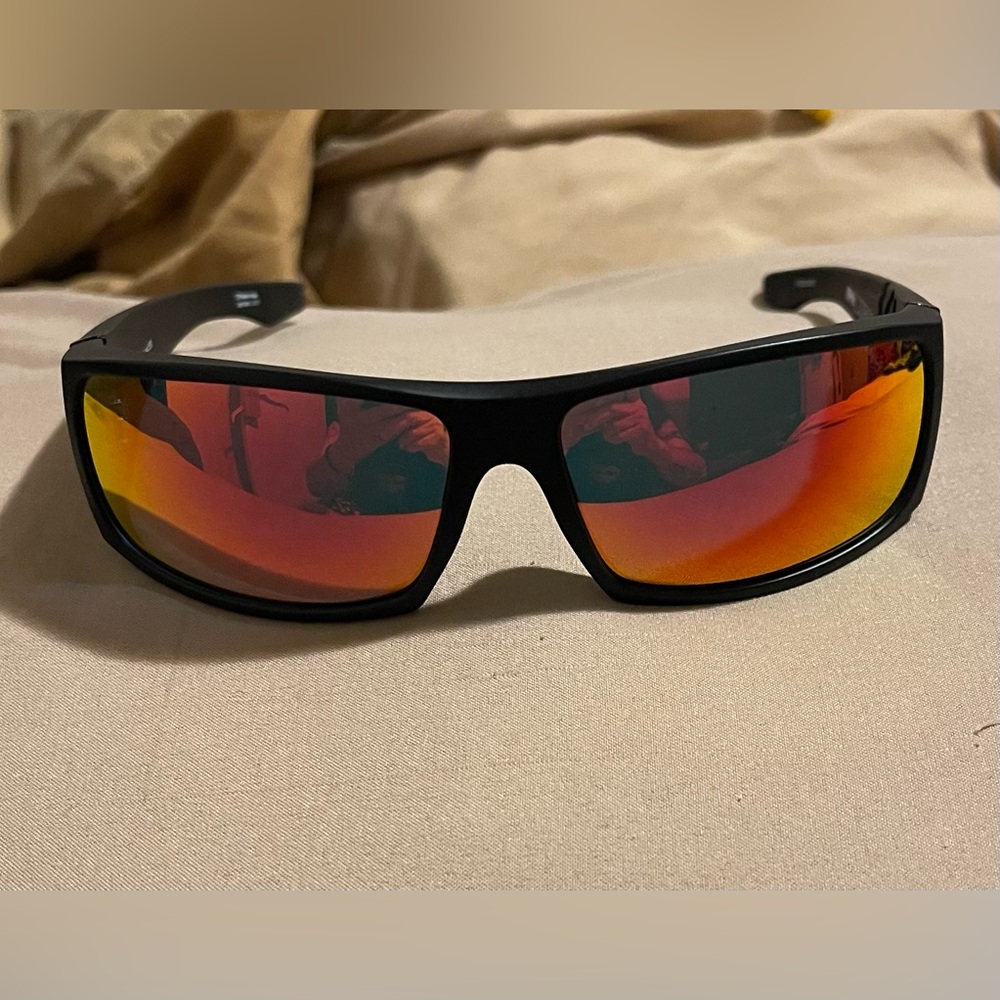 Spy Optic Cooper XL Matte Black Sunglasses with Orange Spectra Mirror